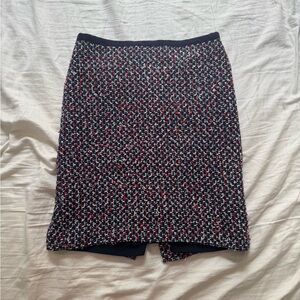 Blue and red tweed pencil skirt